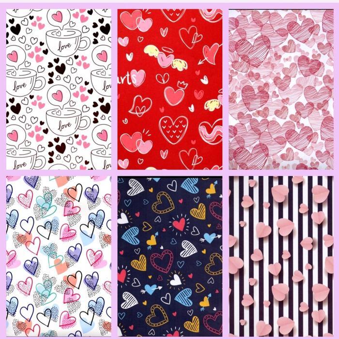 ( 5 lembar )KERTAS KADO SANWA MOTIF LOVE VALENTINE ROMANTICE HEART PEMBUNGKUS KADO