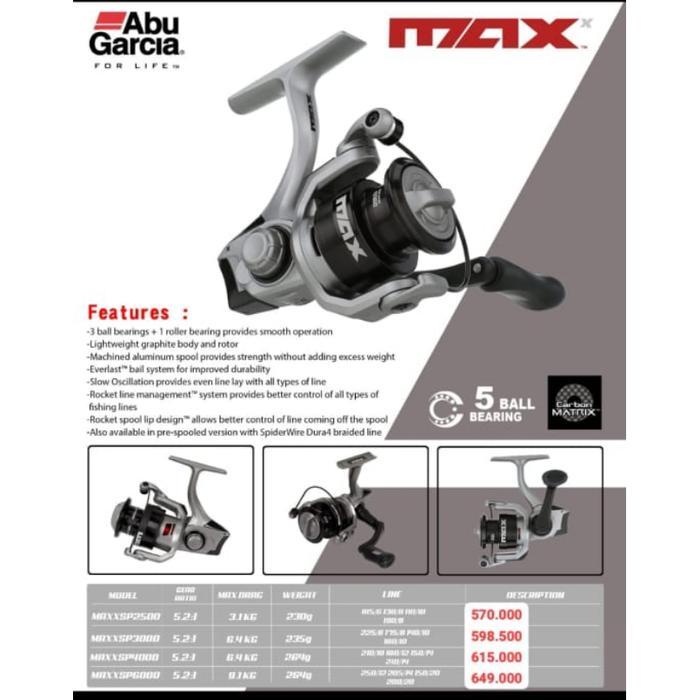 Reel Spinning Abu Garcia Max X 2000 2500 3000 4000 6000 New Reel Pancing Reel Murah Reel Galatama