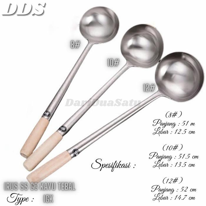 Irus Sendok Centong Stainless Gagang Kayu Jumbo