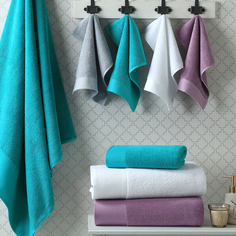AHSNME 100% Cotton luxury Hotel SPA bath towel peacock blue Brown Blue Purple face towel large face 