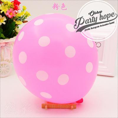 balon latex polkadot pink / balon polkadot pink / balon polka dot