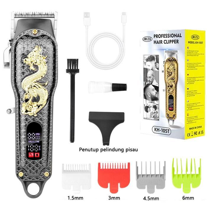 Cod Alat Potong Rambut Rambut Naga Hitam Alat Cukur Rambut Elektrik Hair Clipper Emas Cordless