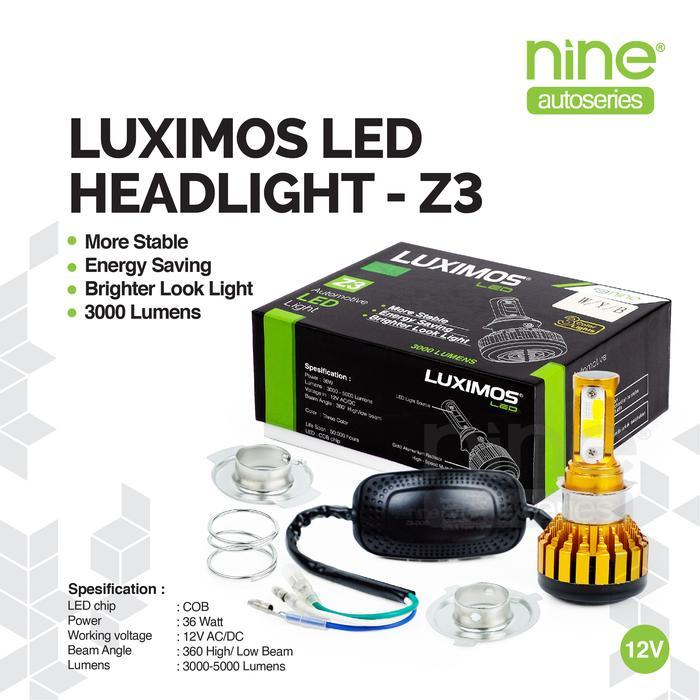 LUXIMOS Lampu LED Motor 3 Warna 36 Watt H4 H6 H7 Headlamp Utama Putih Kuning Biru Universal Z3 -
