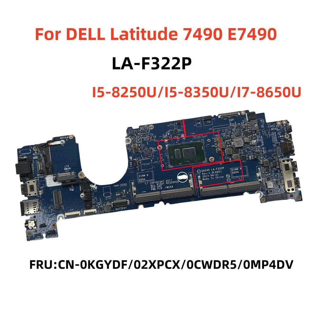 LA-F322P For DELL Latitude 7490 E7490 Laptop With I5-8250U/I5-8350U/I7-8650U CPU