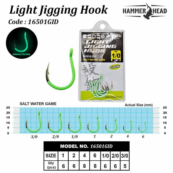 Kail Pancing Hammerhead Jigging Light Jigging 16501 Gid Flou Nyala #Gratisongkir
