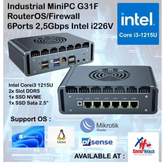 Industrial Mini PC G31F Core i3 1215U 6 Port LAN 2.5G Intel i226V Support PFSense Mikrotik X86