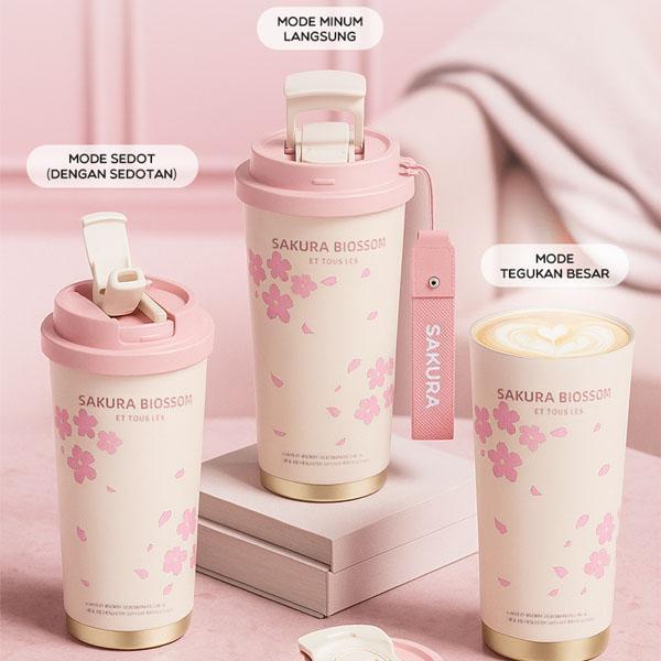 BISA CODBONBOX x PANOVA Tumbler 3 IN 1 Sakura Blossom Special Box Exclusive Tahan 12JAM Botol Minum