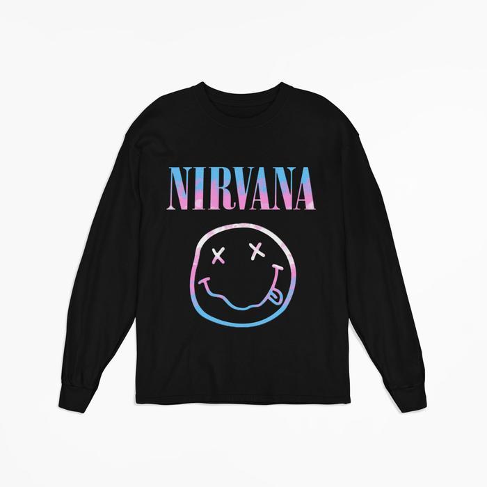{cod}{bayar di tempat} kaosbro - kaos nirvana - long sleeve - kaos dsitro nirvana - kain katun