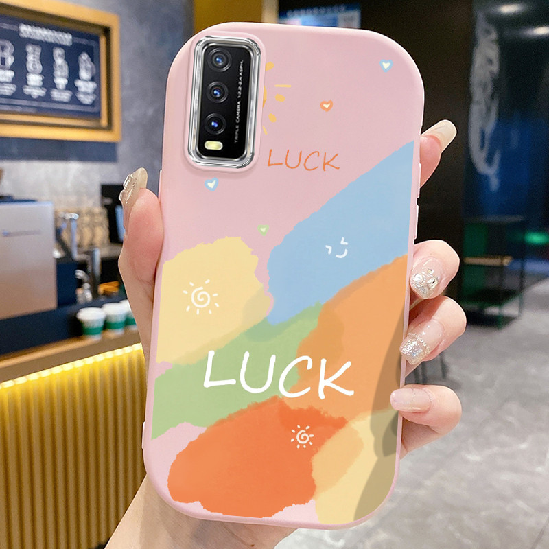 Casing Hp Untuk VIVO Y20 Y20i Y20s Y20T Y12s Y12a Case Rainbow and smile Kasing silikon round and pl