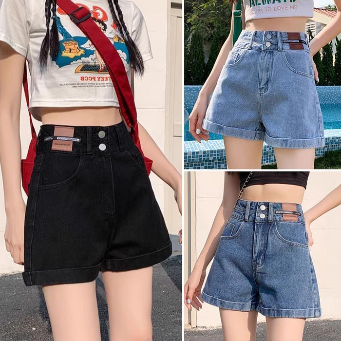 Premium Celana Jeans Pendek Wanita Hot Pants Wanita Jumbo Short Pants Hitam Highwaist Celana Pendek