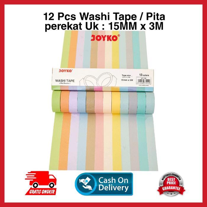 SELOTIP KERTAS WARNA WARNI / PITA WARNA PEREKAT SET / JOYKO WASHI TAPE WT-100