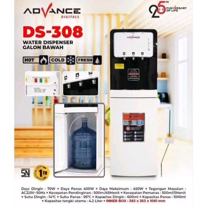 Dispenser ADVANCE DS 308 Galon Bawah/ ADVANCE Dispenser Galon Bawah 3 Kran