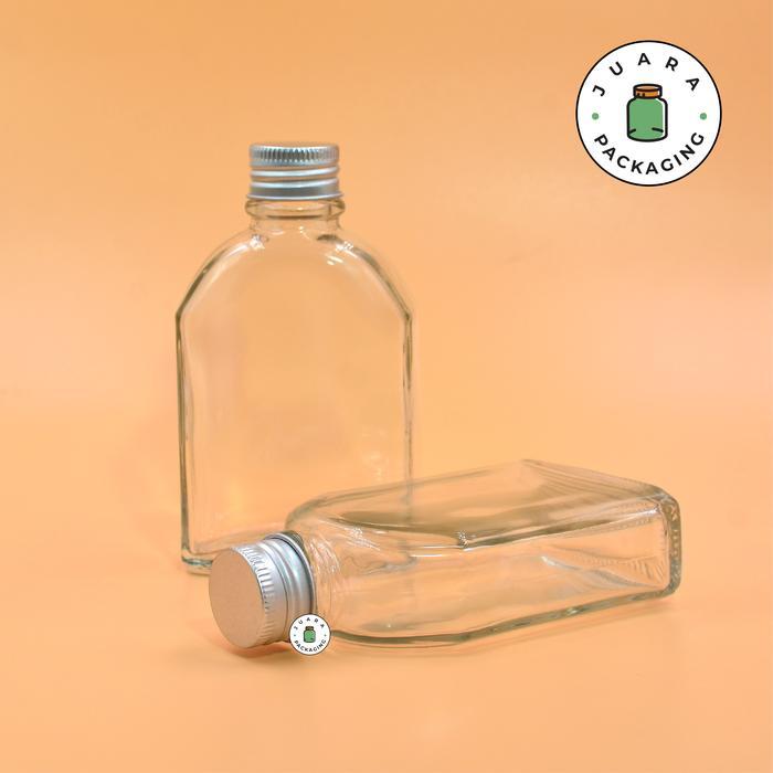 Botol Kaca 100ml Botol Minuman Juice, Kopi Isi Ulang Kotak Tutup Silver Ulir Botol Kaca 100 ml