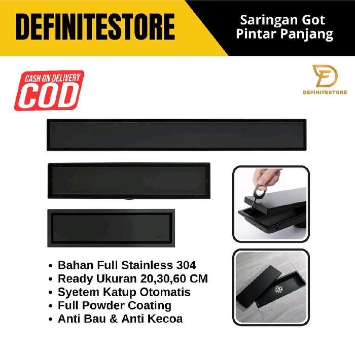Floor Drain Panjang Stainless Saringan Kamar Mandi Saringan Got Smart Floor Drain Kamar Mandi Hitam