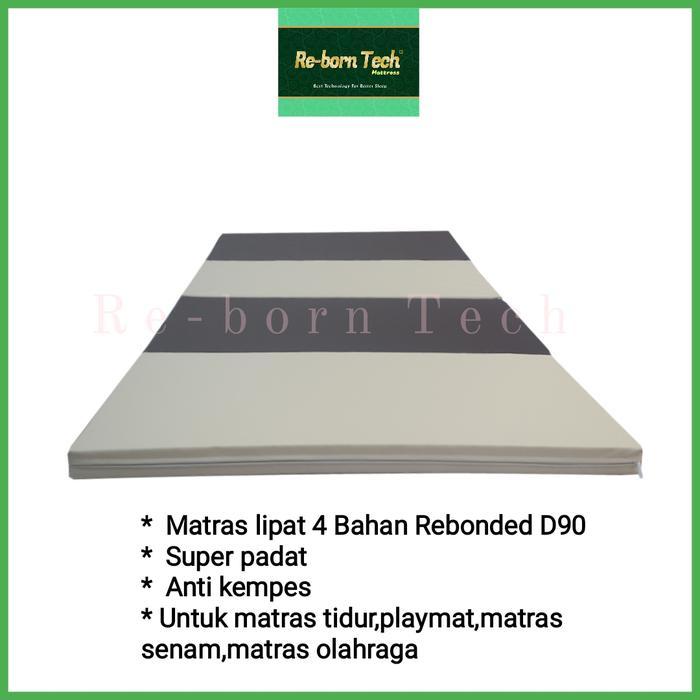 Re-born Tech Kasur Lipat 4 Rebounded R90 Ukuiran 90x200 Matras Senam Playmat Cover Kulit Anti Air