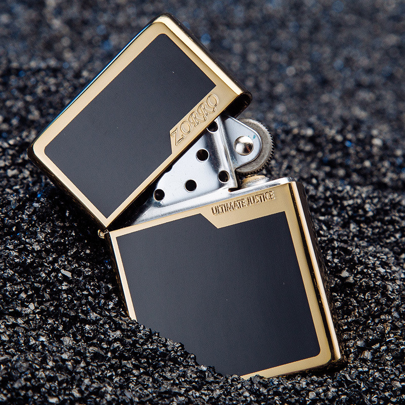 Zorro Original Copper Metal Outdoor Lighter Plate Gold Brushed Pure Copper Windproof Kerosene