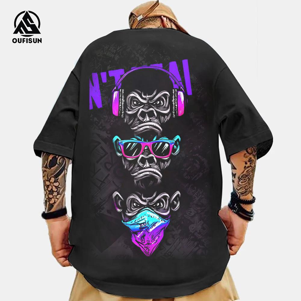 Trendy Animal T-Shirts For Men 3d Gorilla Print Fashion Casual Short Sleeved Street Harajuku T-Shirt