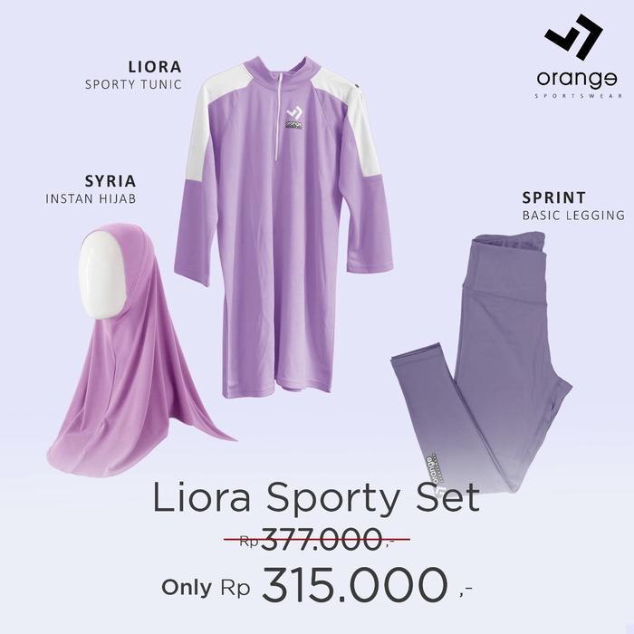 Setelan Olahraga Liora Sporty Set Baju Kaos Tunik Muslim Wanita Celana Legging Dry Fit Lycra