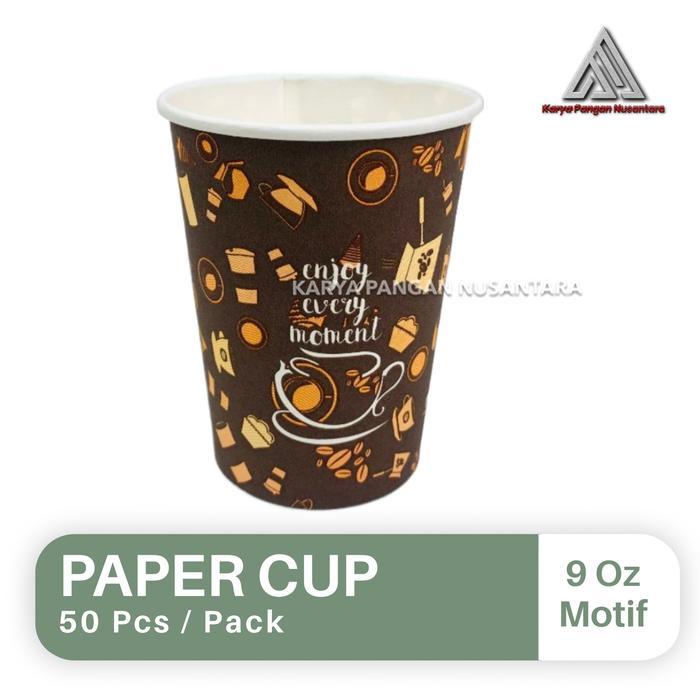 PAPER HOT CUP 9 OZ PAPER CUP GELAS KERTAS 9OZ MOTIF GELAS PANAS 210 ML