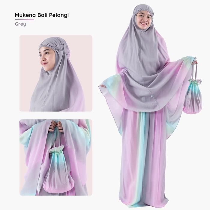 Mukena Bali Pelangi / Mukena Jumbo Motif Pelangi / Mukena Tye Dye Rayon Muslim Dewasa