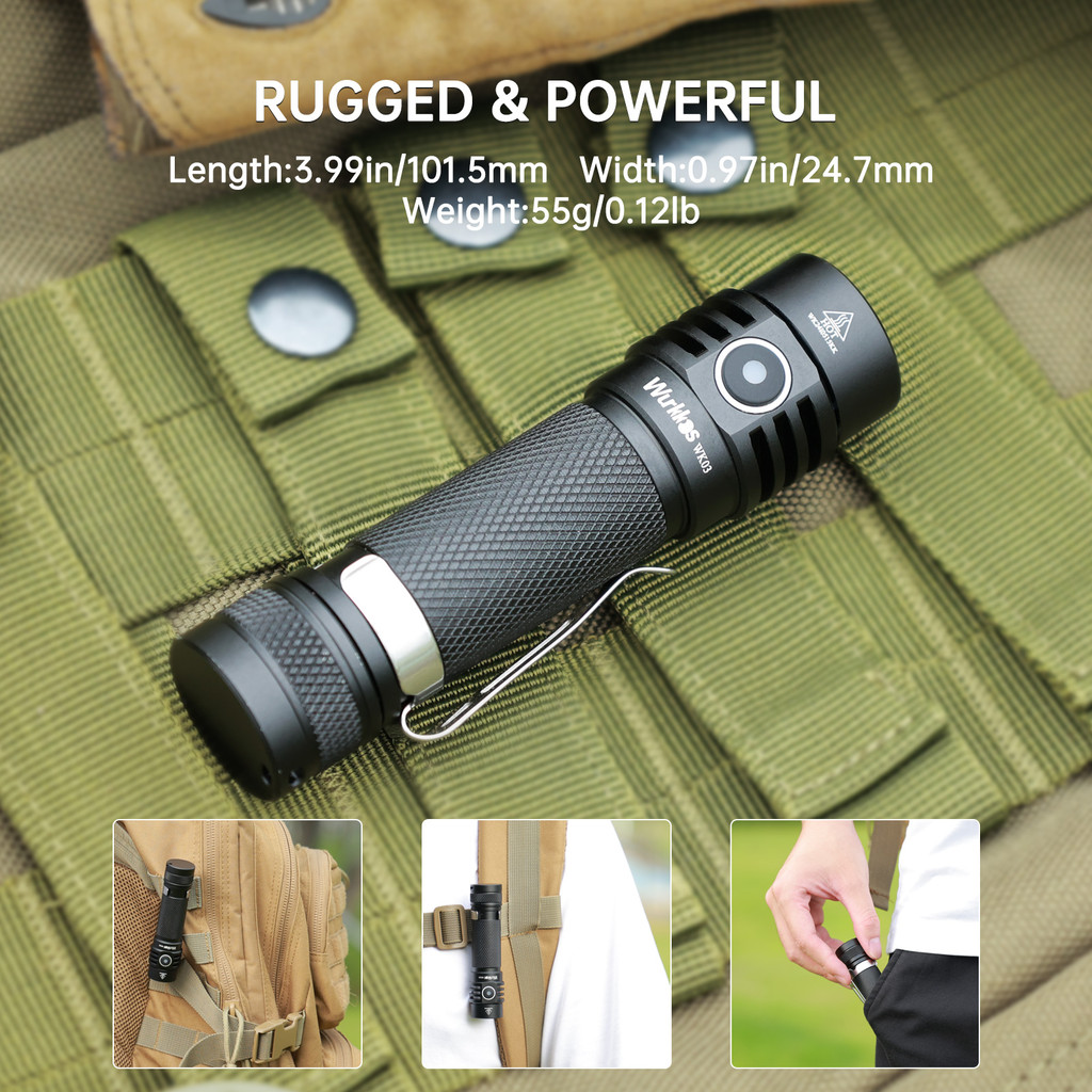 Wurkkos WK03 Mini LED Flashlight Pocket Charging Flashlight with High Color Rendering Index SST40