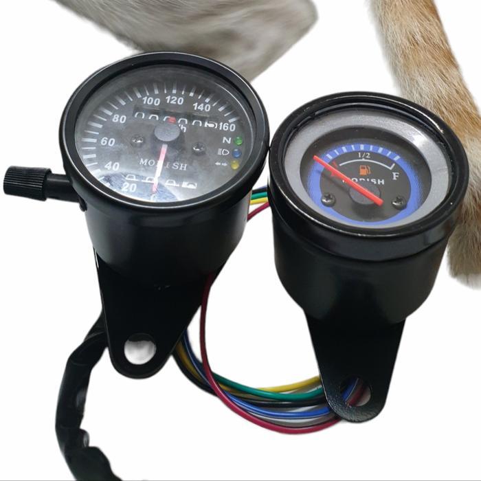 Speedometer Ampir Bensin Plus Kilometer Indikator Led Lampu Sen Motor Universal Untuk Motorcycle