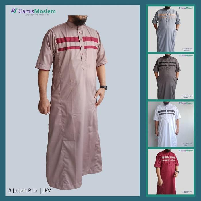 JUBAH PRIA LENGAN PENDEK KATUN - Bahan kain katun toyobo