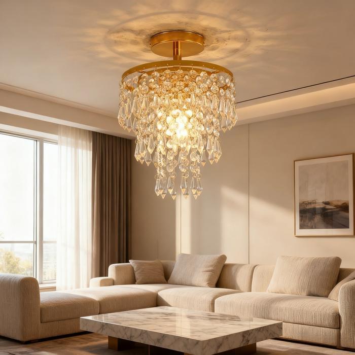 Lampu Plafon Kristal Modern Emas, Lampu Gantung Modern, Lampu Hias Kamar chandelier