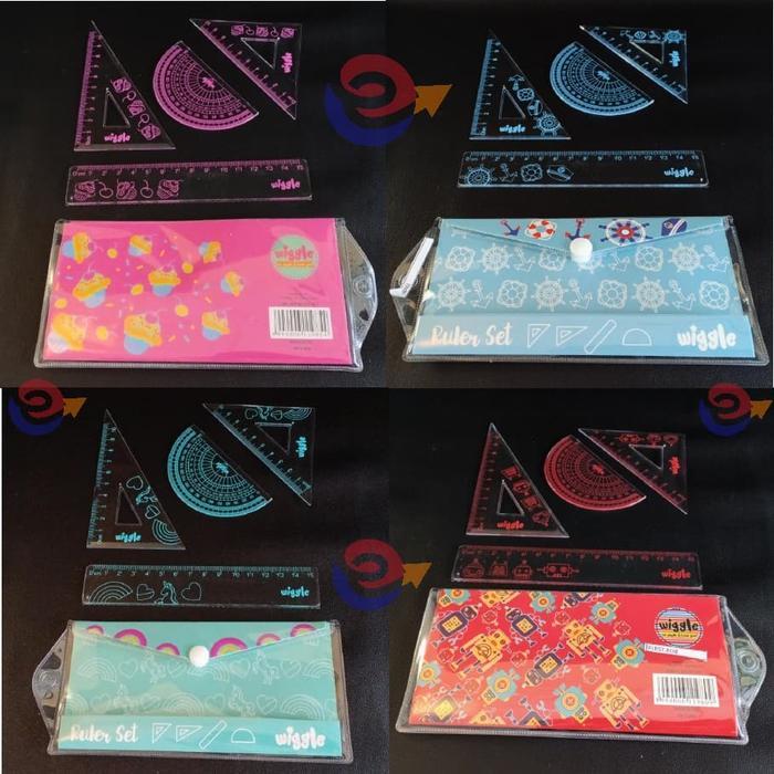 Penggaris Wiggle Mathematical Ruler Set Siku Segitiga Derajat