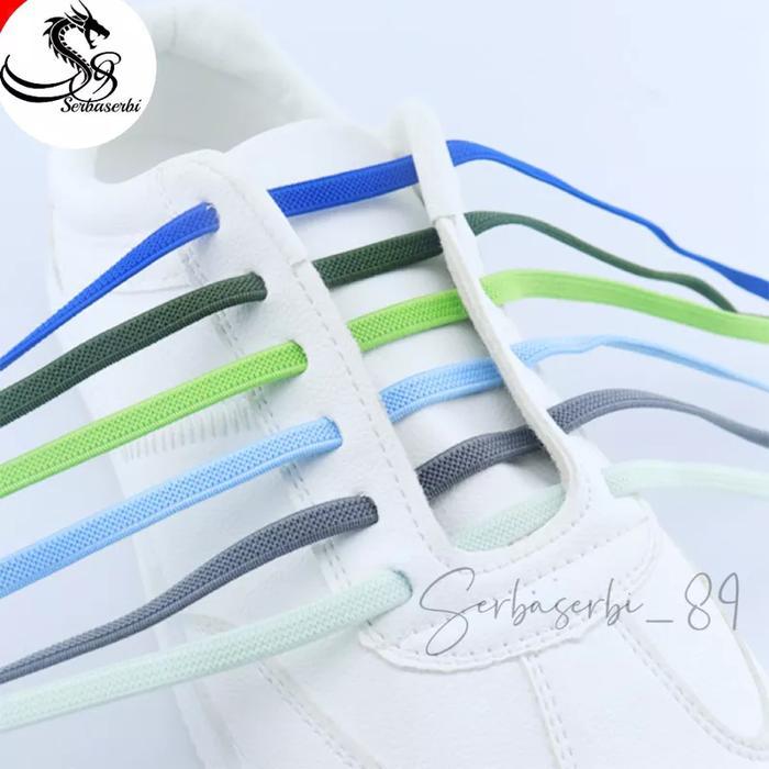 [] Sepasang Tali Sepatu Pipih Gepeng Elastis Tali Sepatu Sneakers