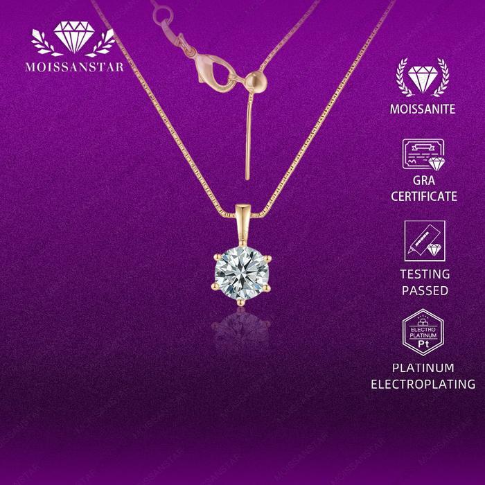 OS4-MN02-CG Kalung Wanita Moissan Star Permata Moissanite 5 Carat Layer Platinum Sertifikat GRA Asli