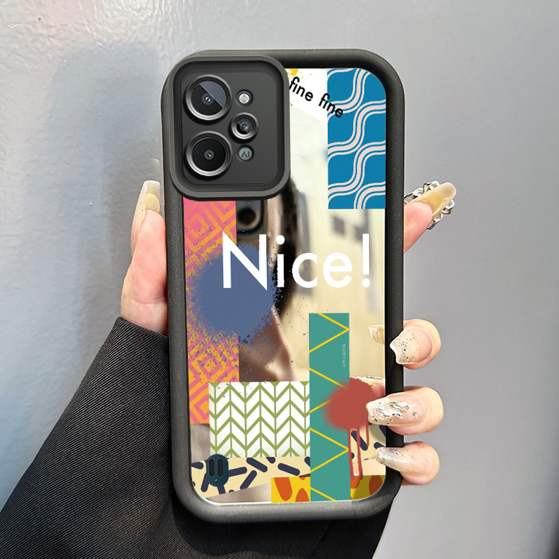 Casing Hp Realme C31 Case Garis sambungan warna-warni Mirror Kasing silikon cocok pria dan wanita Ce