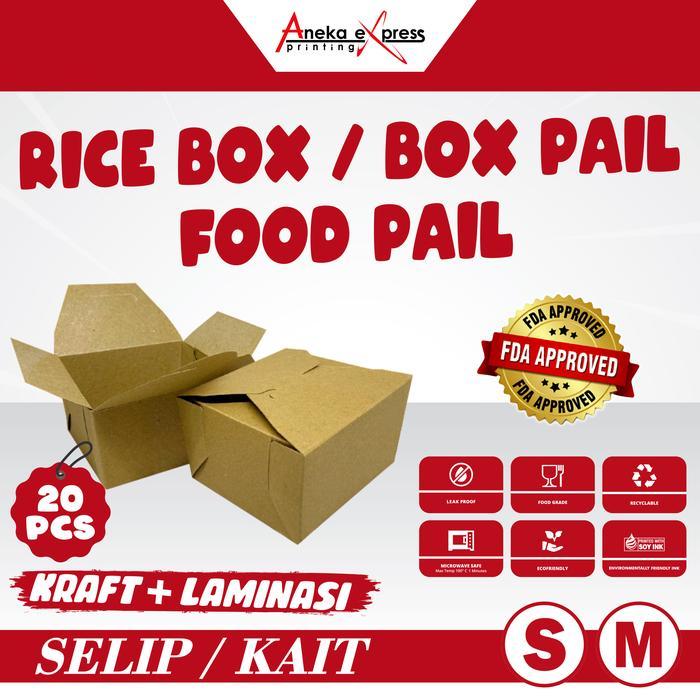 BOX PAIL ISI 20 PCS UKURAN S DAN UKURAN M FOOD GRADE LAMINASI PE PAPER LUNCH BOX MODEL BOX PAIL FOOD