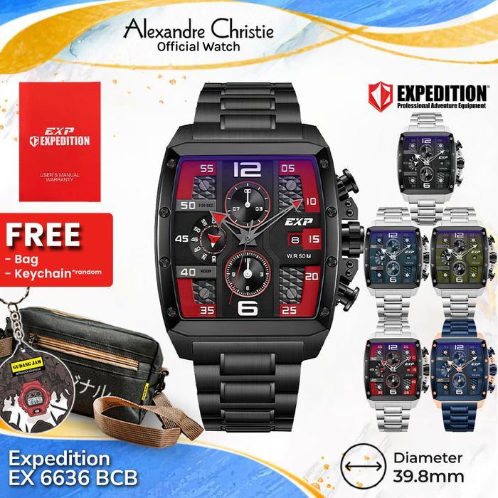SIAPKIRIM Pria EX 6636 BCB EX6636 E 6636 EX6636BCB 6636 Stainless Steel Strap READY STOCK