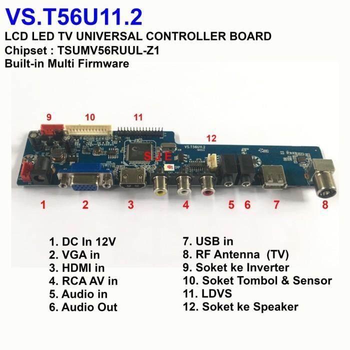 VS.T56U11.2 MULTI FIRMWARE UNIVERSAL CONTROLLER BOARD LCD LED TV