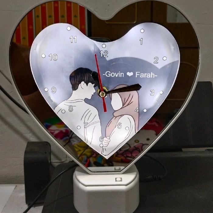 Magic Mirror Clock / Cermin Ajaib Jam / Love Mirror / Cermin Custom / Kado Pacar / Kado Teman / Kado