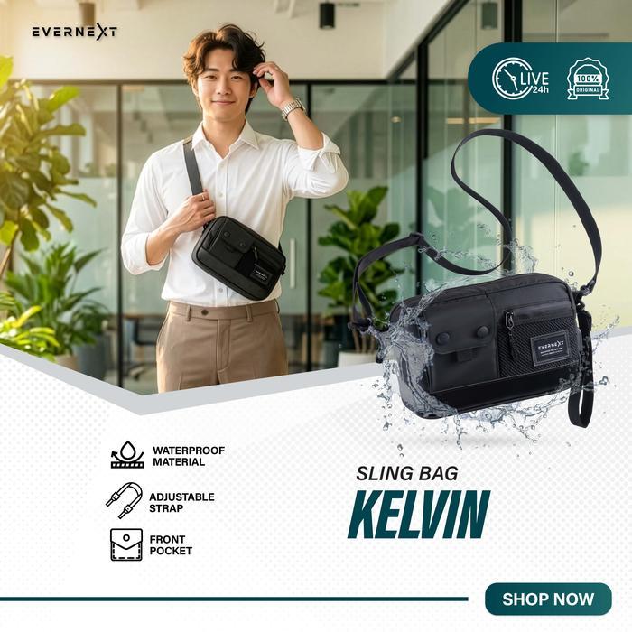 Eiger - Tas Selempang Pria Anti Air Sling Pouch Bag Kelvin Clucth Waterproof Waistbag Pria