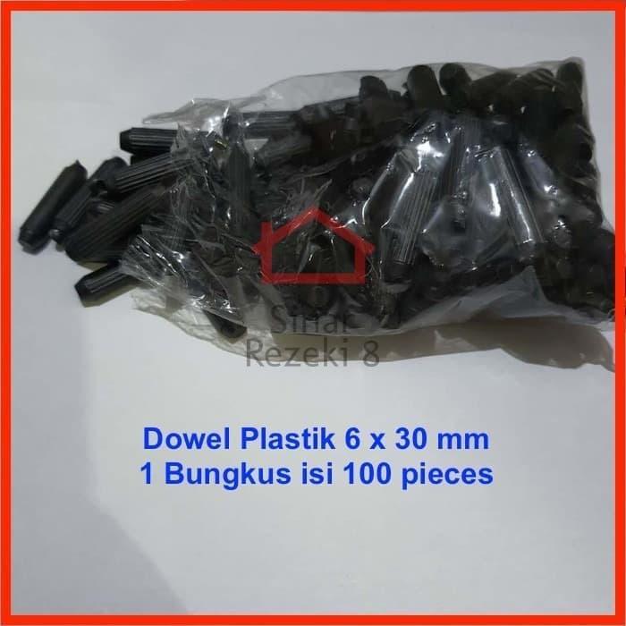 Dowel Plastik Hitam 6 x 30 100 pcs / Bungkus Stik Bulat Dowel Pen .