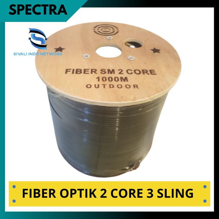 TERBARU 1000 METER SPECTRA KABEL DROP CORE FIBER OPTIK 2 CORE 3 SLING OUTDOOR
