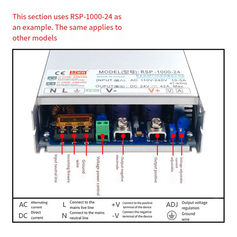 A75T SZMW High Power Switching Power Supply Model RSP-1000-24 AC 110-240V Multi-Function Power