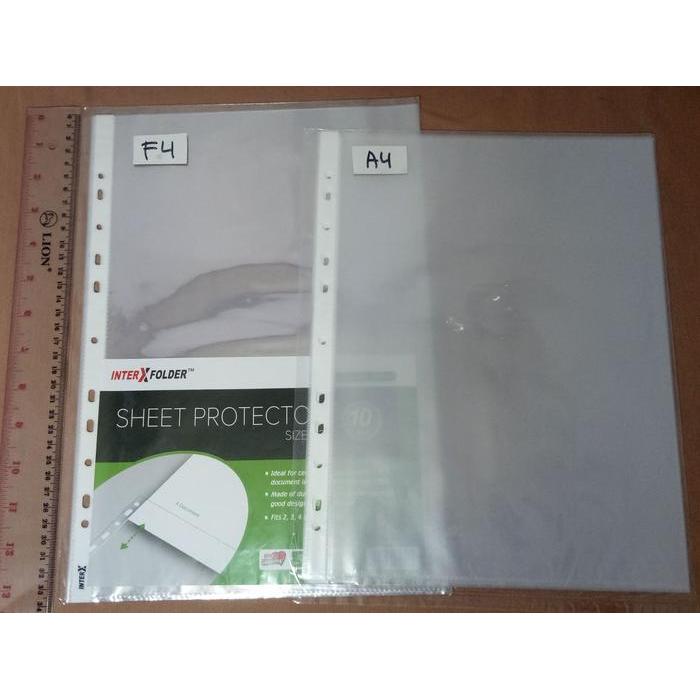 Map Sheet Protector Perforated Sheet Bolong Lubang Samping 10Pcs A4