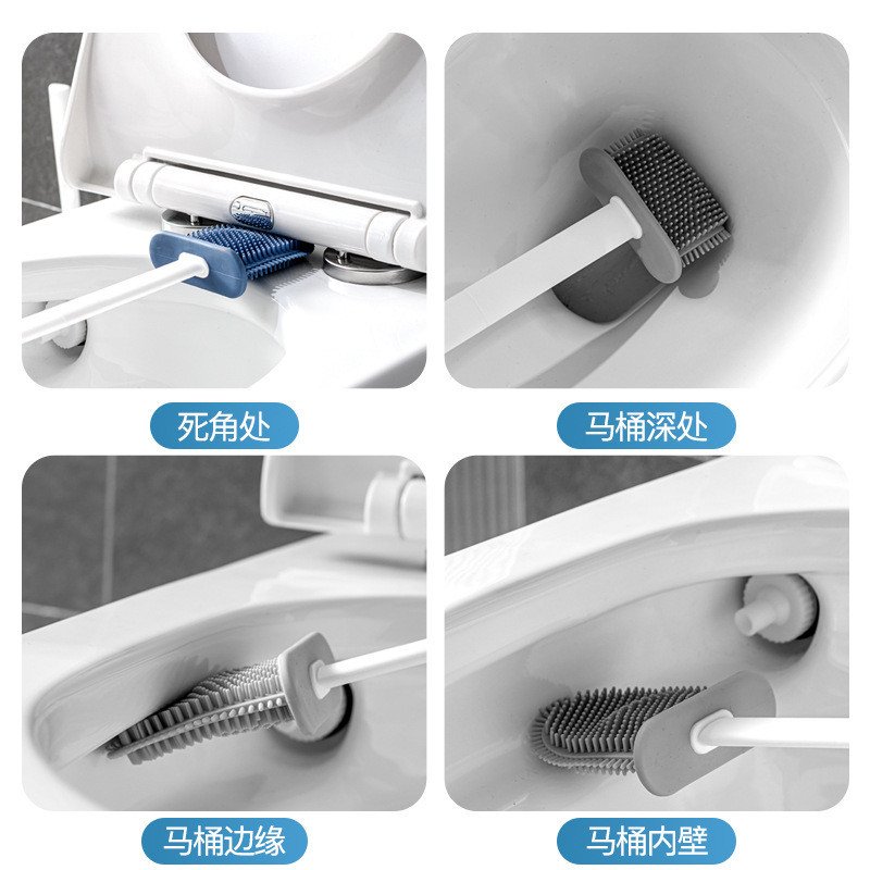 Silicone Toilet Brush Cleaning Brush Flat Head Flexible Wall Mounted Toilet Bowl Cleaner Brush