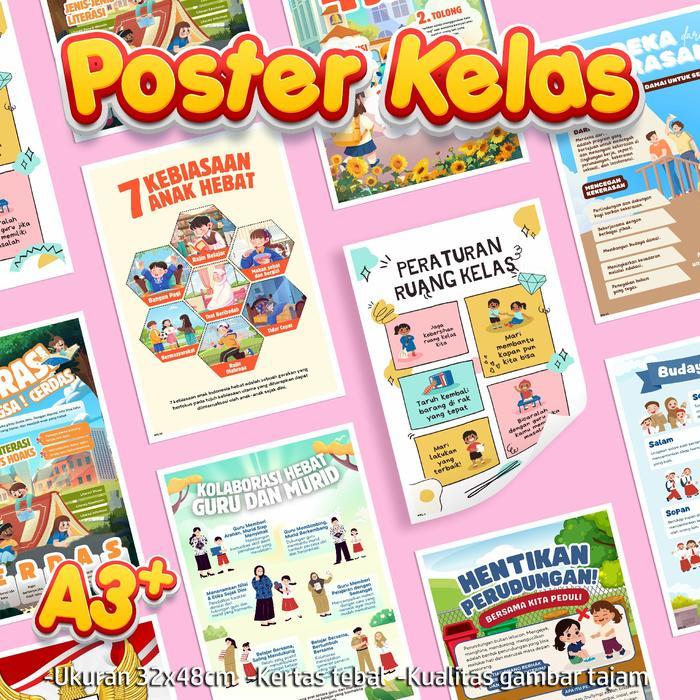 "New" Poster Edukasi Peraturan Sekolah/Kelas - Poster edukasi anak pancasila proklamasi sumpah