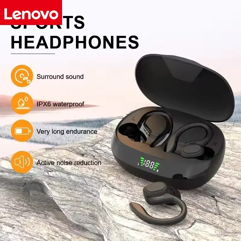 Lenovo Original Open-back Wireless Bluetooth Headphone Earhook Noise Cancelling Waterproof Headphone