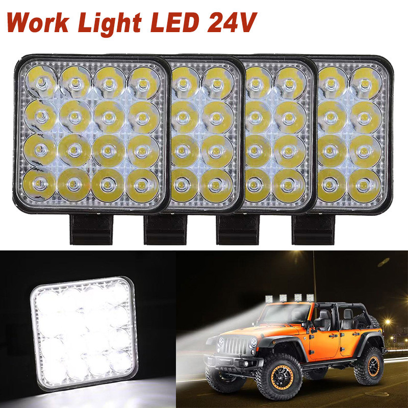12V 24V Waterproof Led light bar 48w 16 Led bar barra Square Spotlight Off road LED work light For