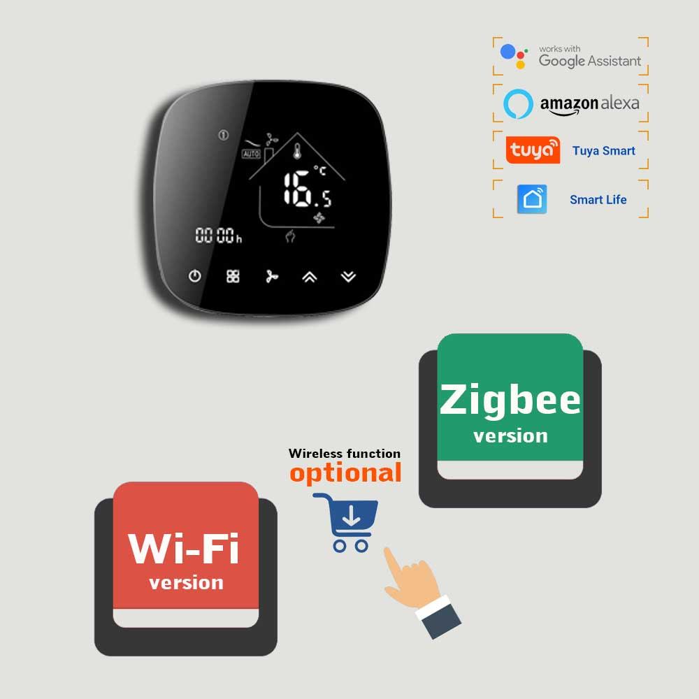 TUYA WiFi Zigbee thermostat 2p 4p fan coil thermostat for cool and heat Tuya Smart Life App Control 