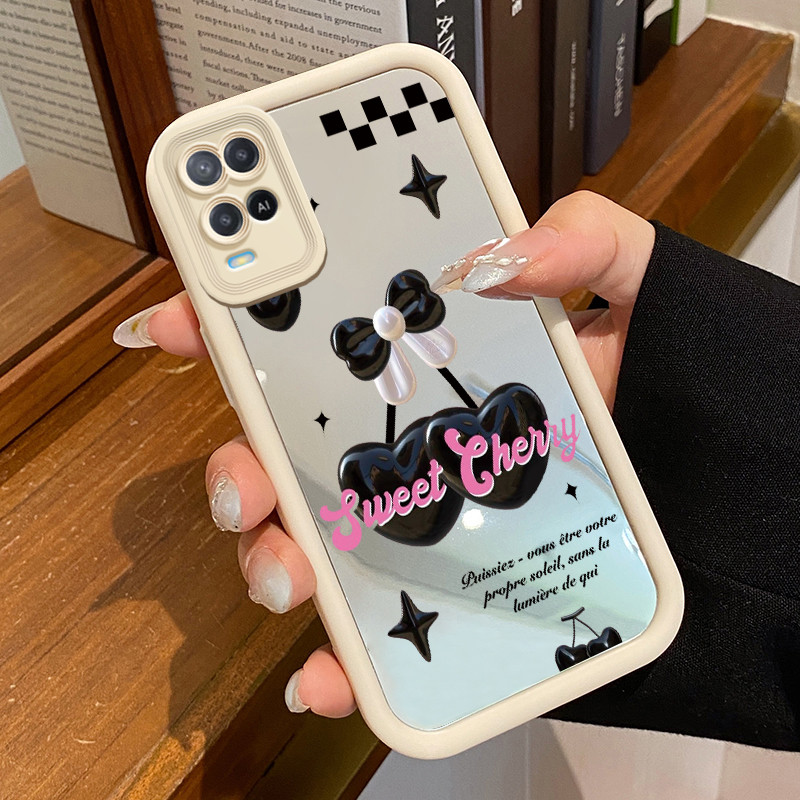 Casing Hp OPPO A54 Case Casing Inggris Hitam Pola Kasus cermin tangga HP Kasing Silikon Softcase