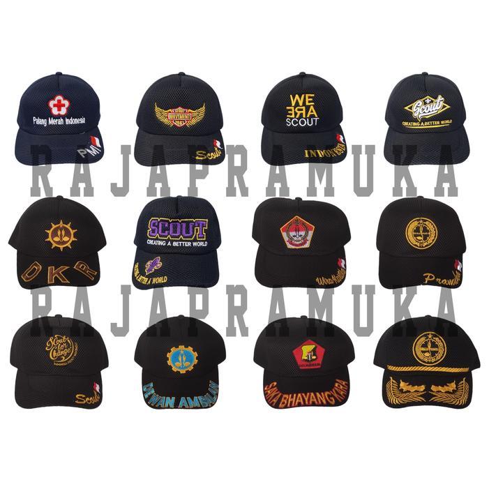 Topi Pramuka Jaring Dobelmesh Premium Topi Ambalan Saka Wirakartika Saka Bhayangkara Scout Pramuka