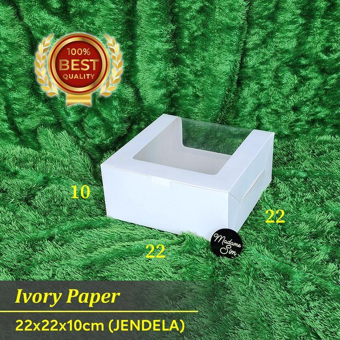BOX IVORY - DUS KUE TART - GIFT BOX - KOTAK CAKE 22x22x10 (JENDELA)