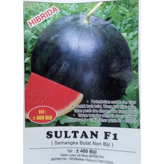 Benih semangka SULTAN F1 non biji bulat kulit hitam isi 400san biji